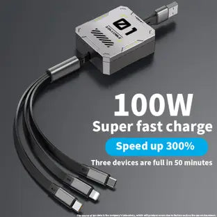 3-in-1 Retractable Fast USB Charging Cable