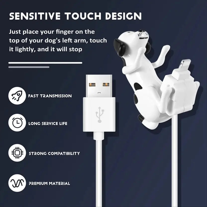 Kraftsville Lightning Cable 2 A 1.2 m 1.2M Funny Humping Spot Dog USB Charging Cable Fast Charger (White color)  (Compatible with Iphone Users. (USB to Iphone), White, One Cable)