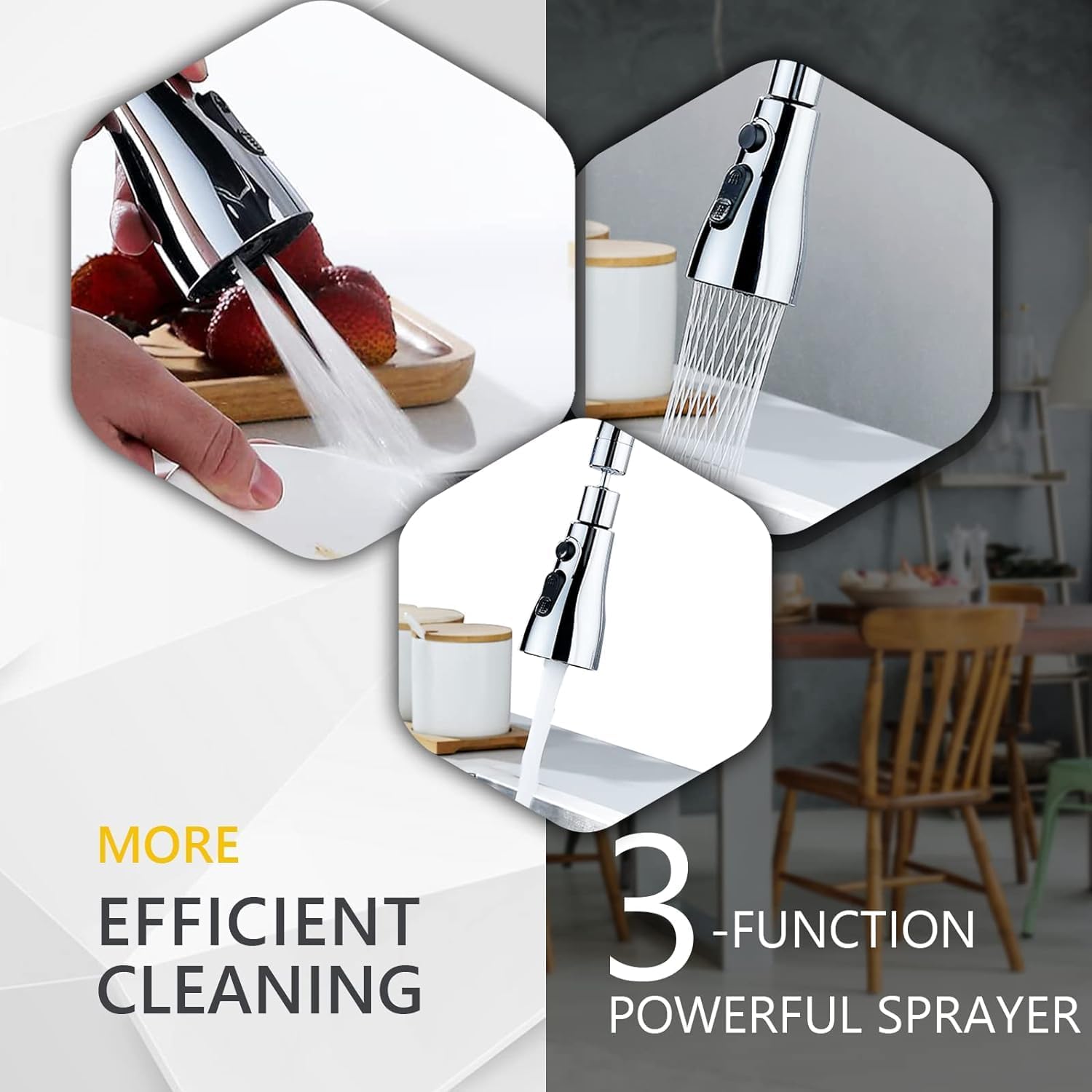 3 in 1 Kitchen Faucet Spray Head Extender - 360° Swivel Spout