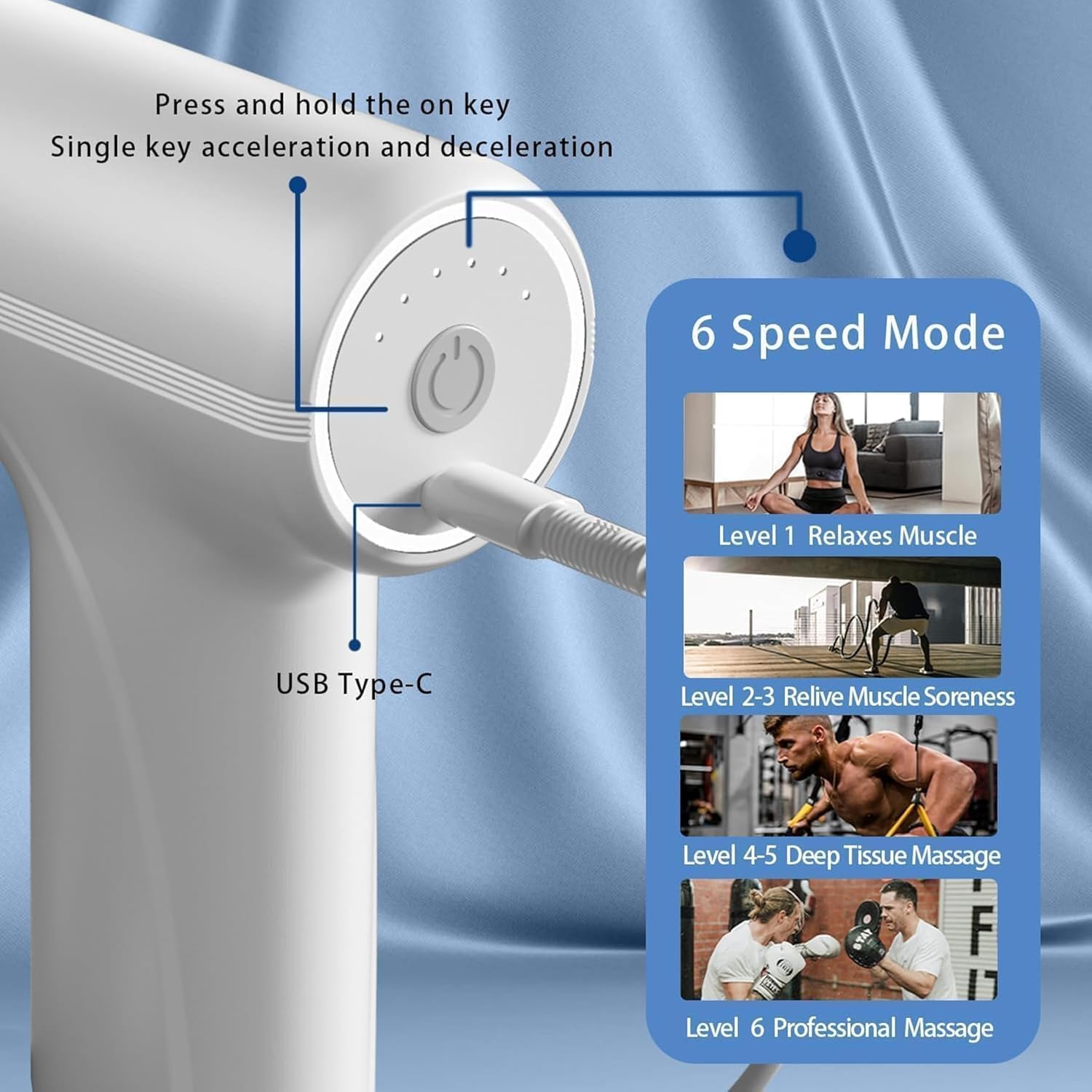 Mini Gun Massager Machine for Pain Relief - Neck, Shoulders, Back, Arms & Feet Massager- 6 Speed Settings (Multicolor)